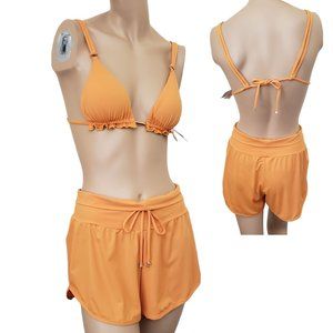 PH Praia Triangle Top Loose Shorts 2pc Set SZ M Tangerine